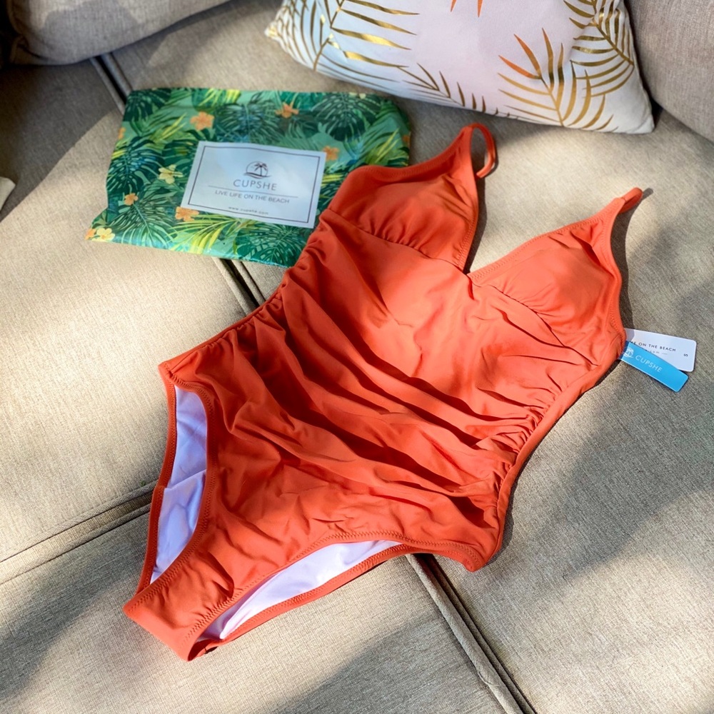Cupshe Orange Ruched One-Piece Swimsuit - Picture 4 of 7